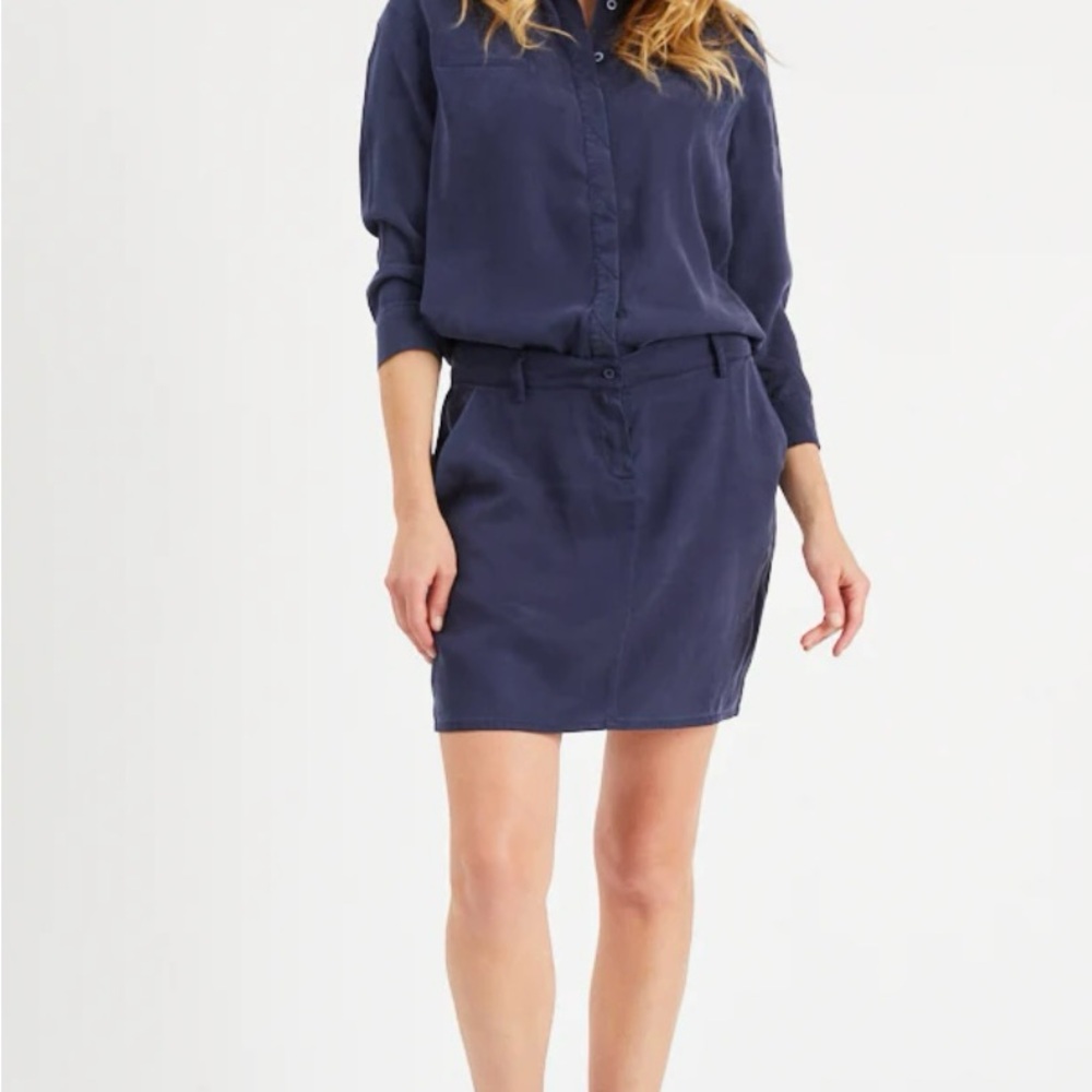 NWT Etienne Marcel Blue Mini Dress with Cuffed 3/4 Sleeves size XS